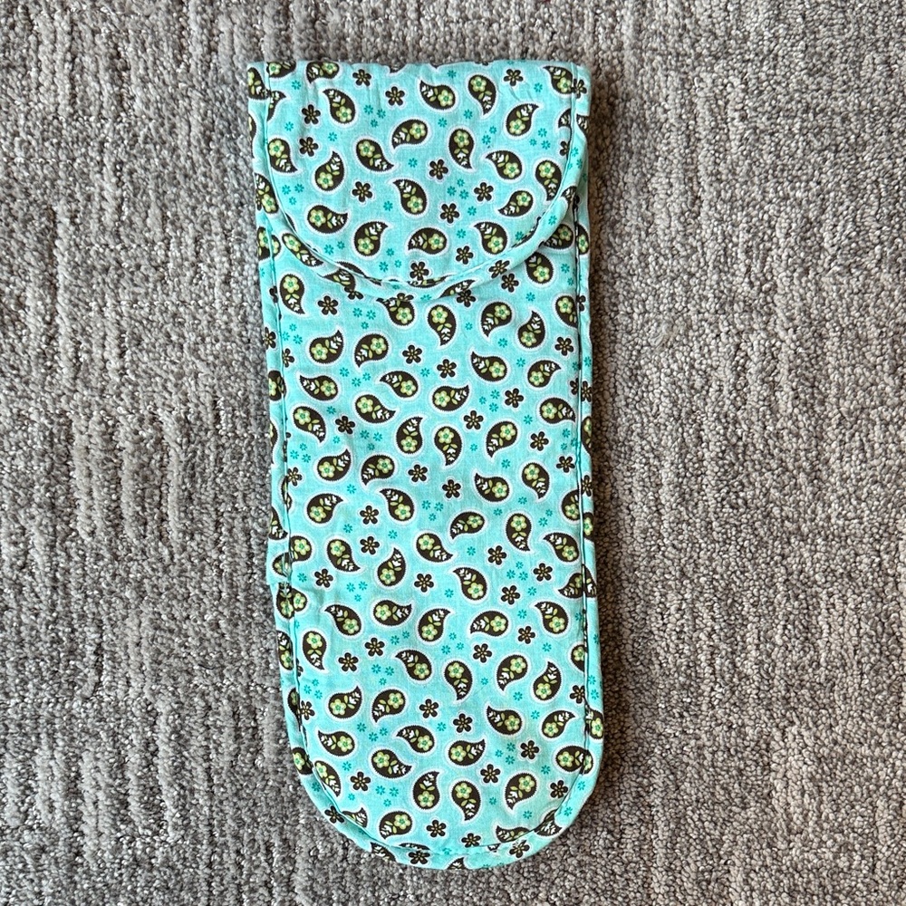 Handmade Quilted Curling Iron or Flat Iron Heat Resist Bag in Paisley Print